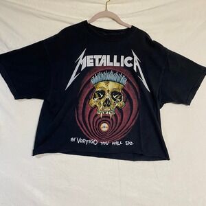 Metallica Shortest Straw In Vertigo Graphic Crop Top Band Tee Black LG 50040949